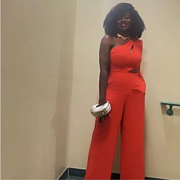 Women's One Shoulder Cut-Out Jumpsuit - Sergio Hudson x Target Red 2X - Picture 7 of 11